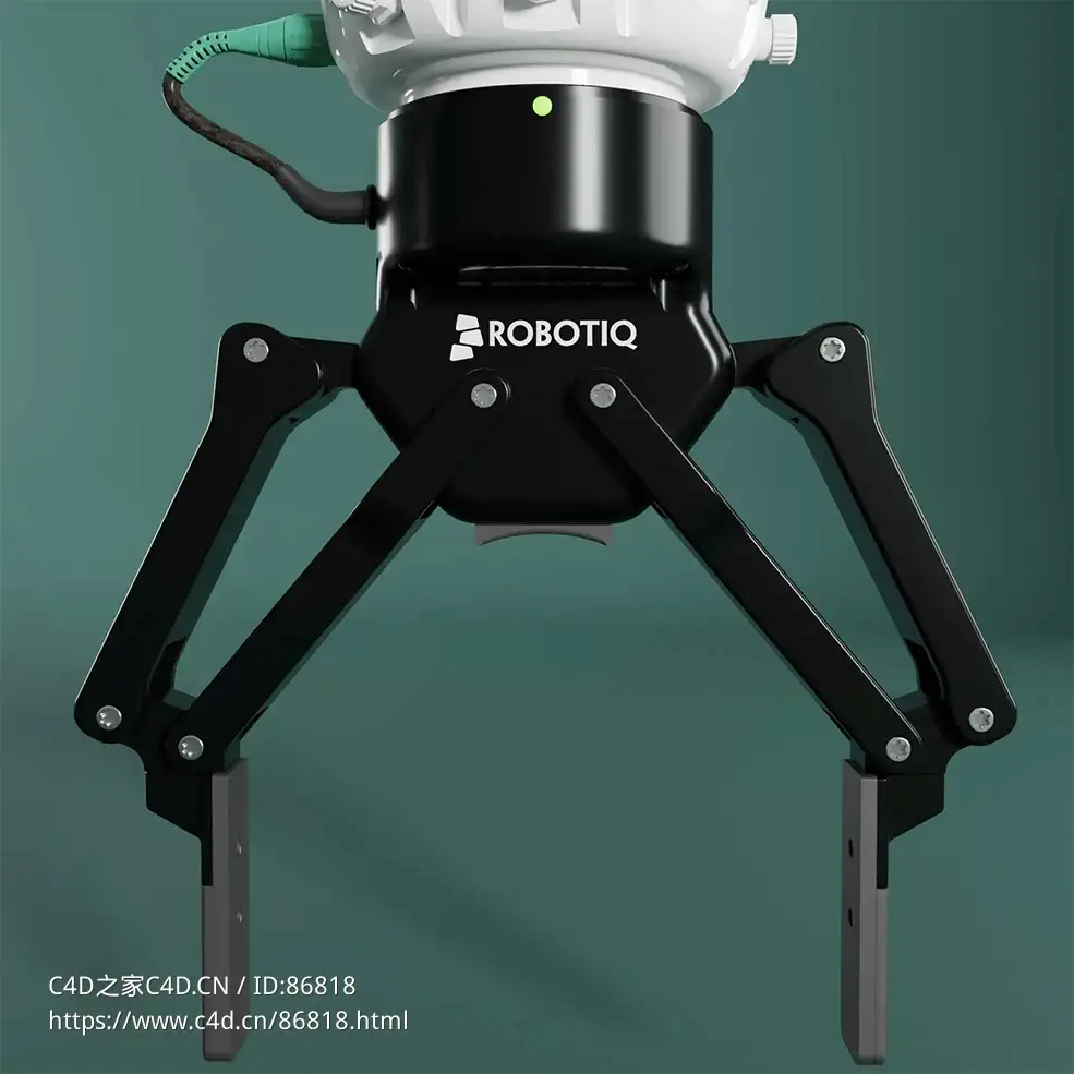 Robotiq 2F-140工业机器人双指夹持器机械手臂末端执行器黑色版3D模型工程机械设备Robotiq 2f140 Robot Two Finger Gripper Black Version