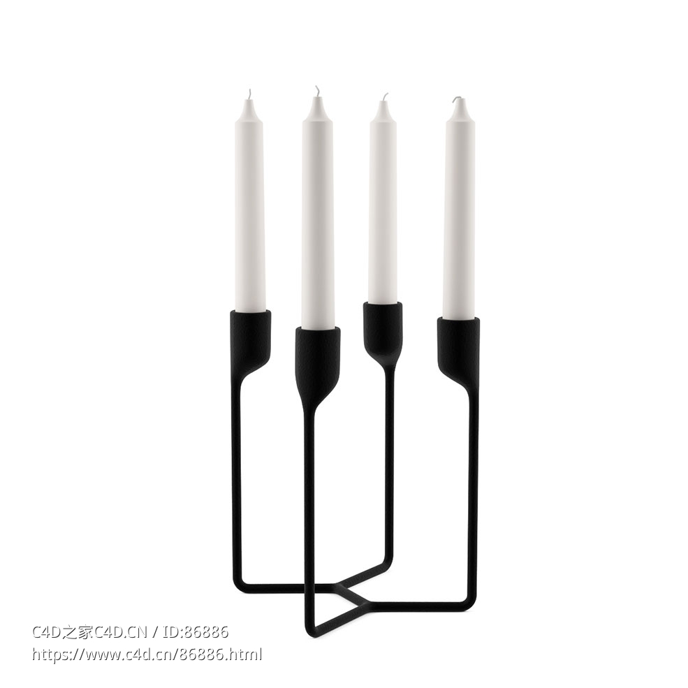 诺曼哥本哈根四臂烛台3D模型素材下载Heima 4 Armed Candlestick by Normann Copenhage