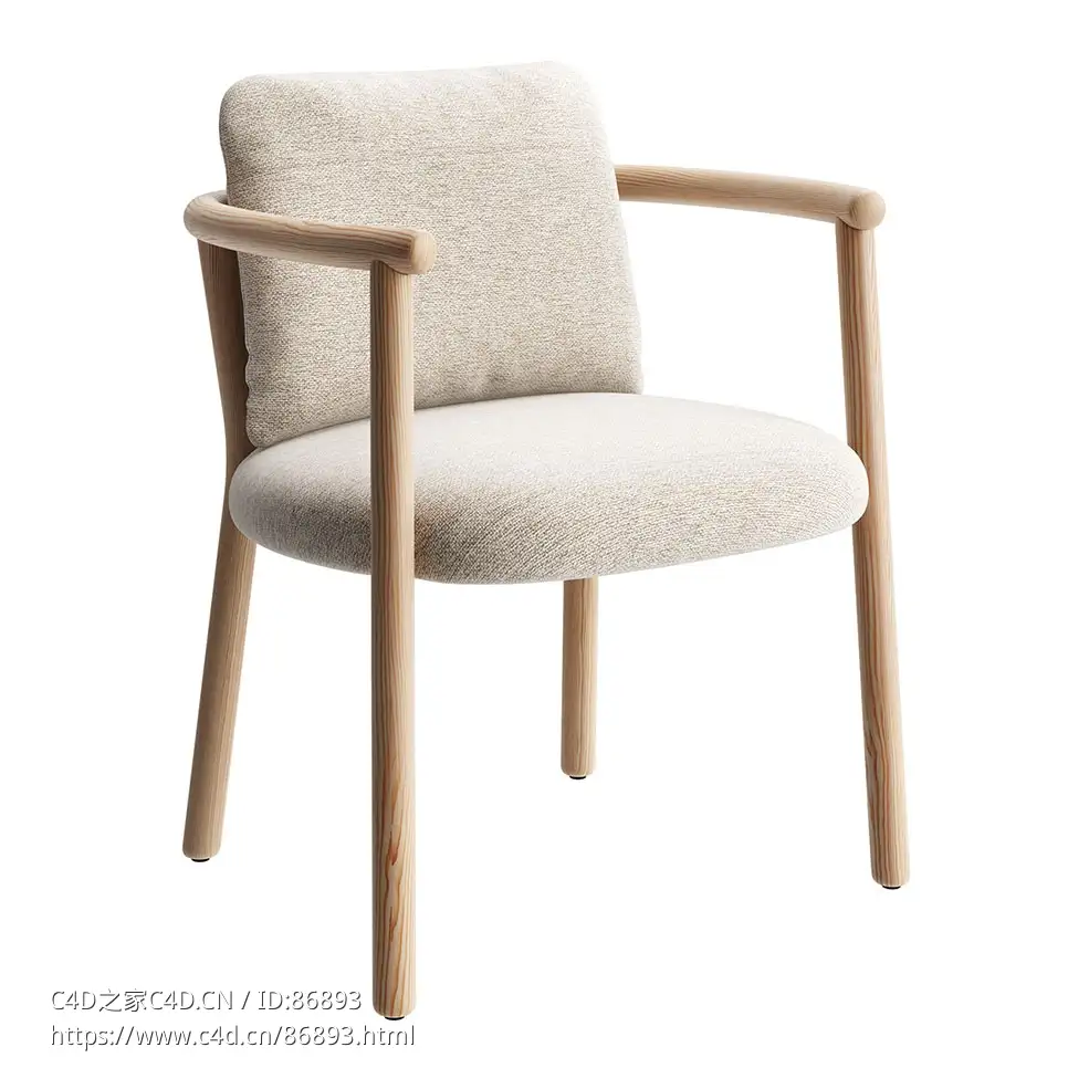 B&B意大利赫里O木质椅3D模型素材下载Heri O Wood Chair by B&B Italia