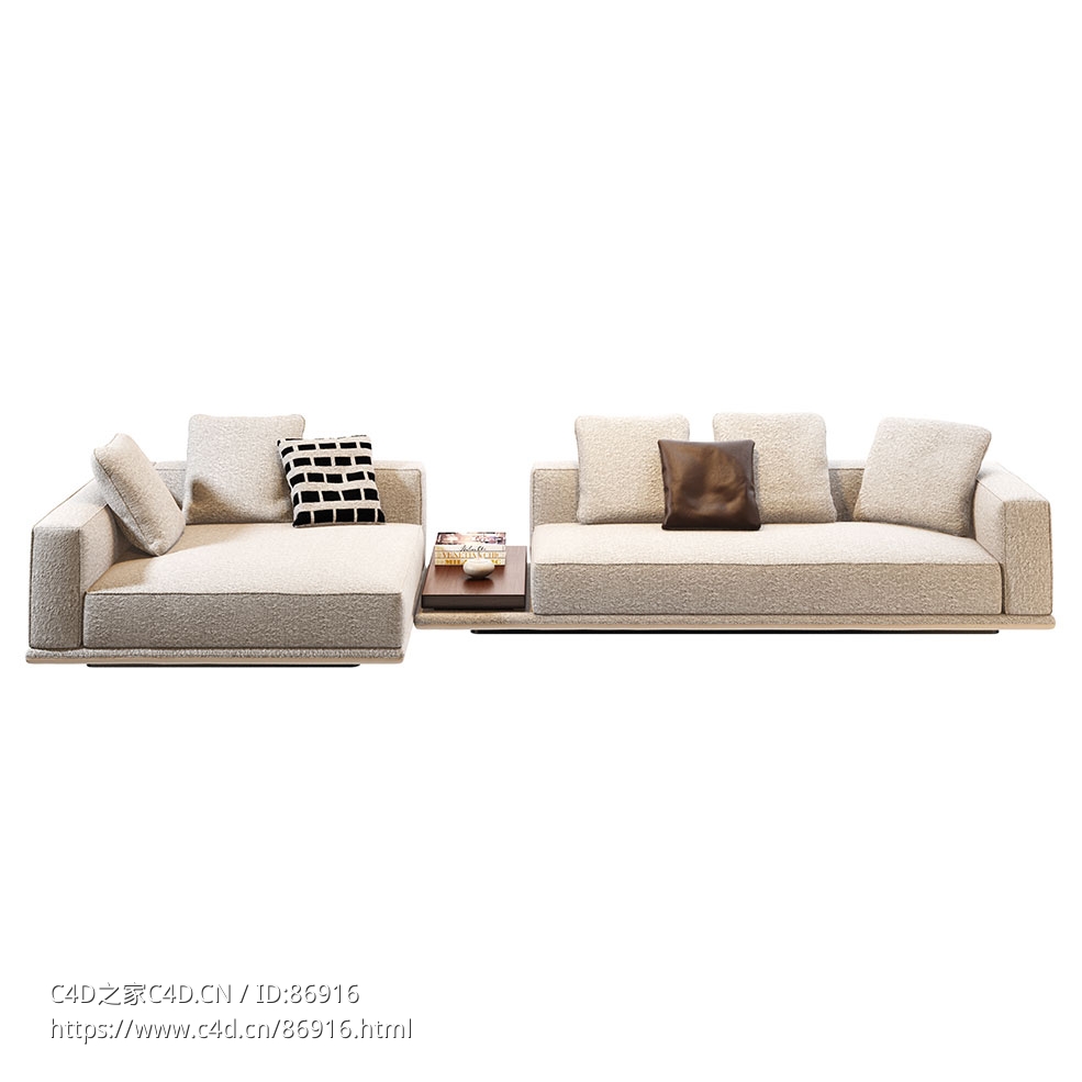 米诺特地平线沙发B款3D模型素材下载Horizonte Sofa B by Minotti