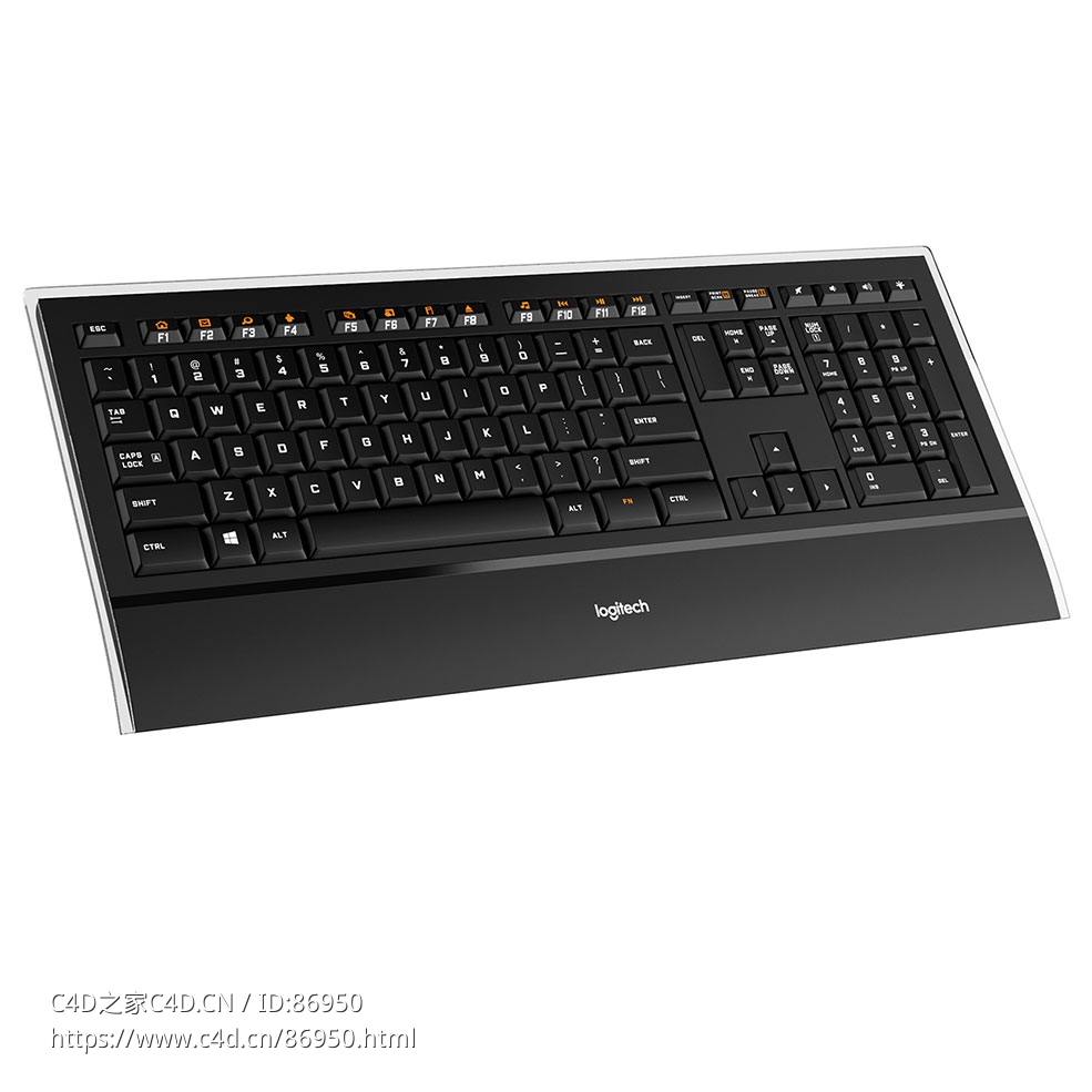 罗技K740背光键盘3D模型素材下载Illuminated Keyboard K740 by Logitech