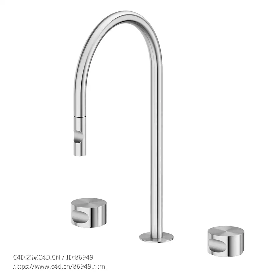 Quadrodesign理想水563不锈钢龙头3D模型素材下载Idealaqua Inox Mixer 563 Tap by Qua