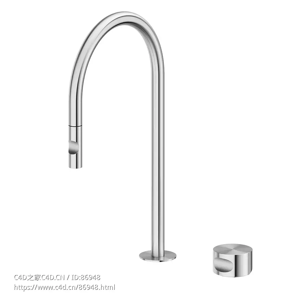 Quadrodesign理想水463不锈钢龙头3D模型素材下载Idealaqua Inox Mixer 463 Tap by Qua