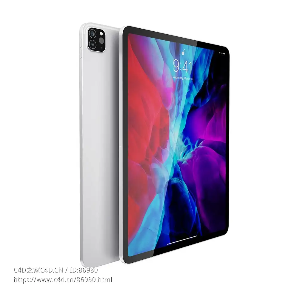 苹果2020款iPad Pro平板电脑3D模型素材下载iPad Pro 2020 by Apple