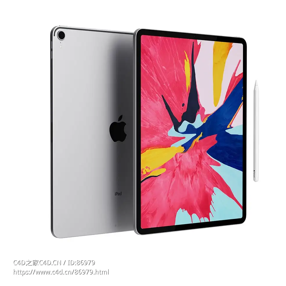苹果2018款iPad Pro平板电脑3D模型素材下载Ipad Pro 2018 by Apple
