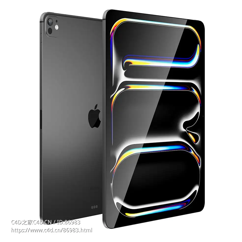 苹果2024款13英寸iPad Pro平板电脑3D模型素材下载iPad Pro 2024 13 Inch by Apple