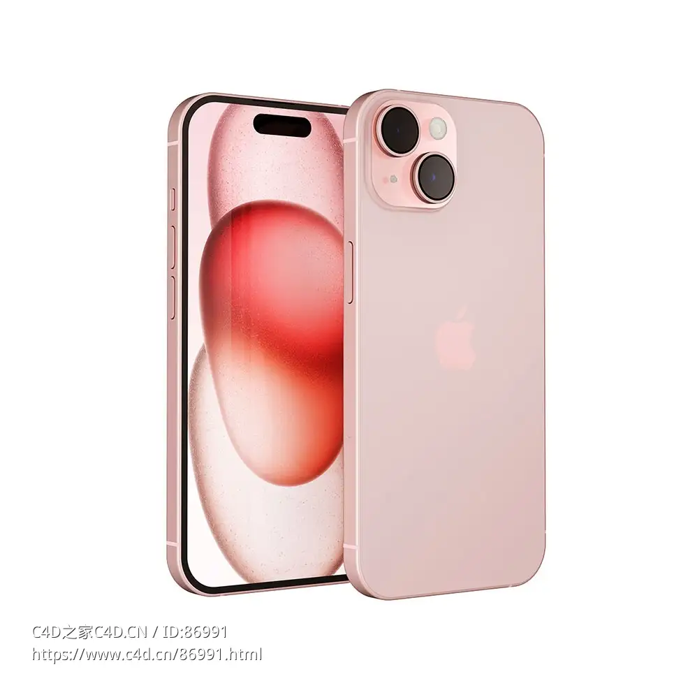 苹果2023款iPhone 15智能手机3D模型素材下载iPhone 15 2023 by Apple