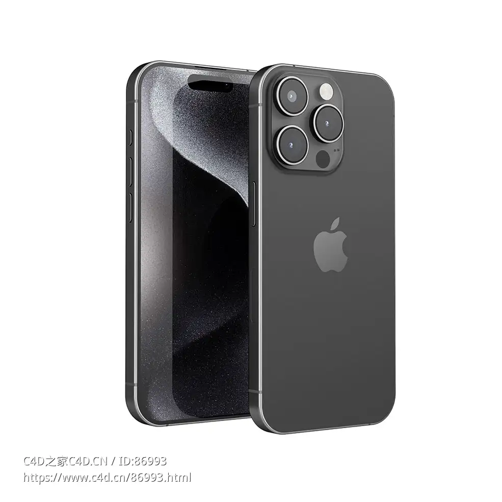 苹果2023款iPhone 15 Pro智能手机3D模型素材下载iPhone 15 Pro 2023 by Apple