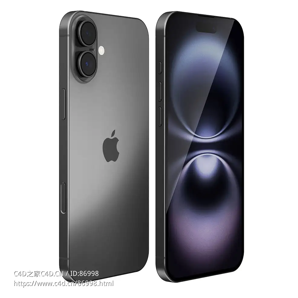 苹果2024款iPhone 16 Plus智能手机3D模型素材下载iPhone 16 Plus 2024 by Apple