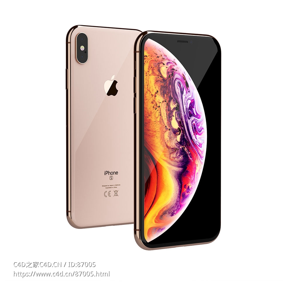 苹果iPhone XS智能手机3D模型素材下载iPhone XS by Apple