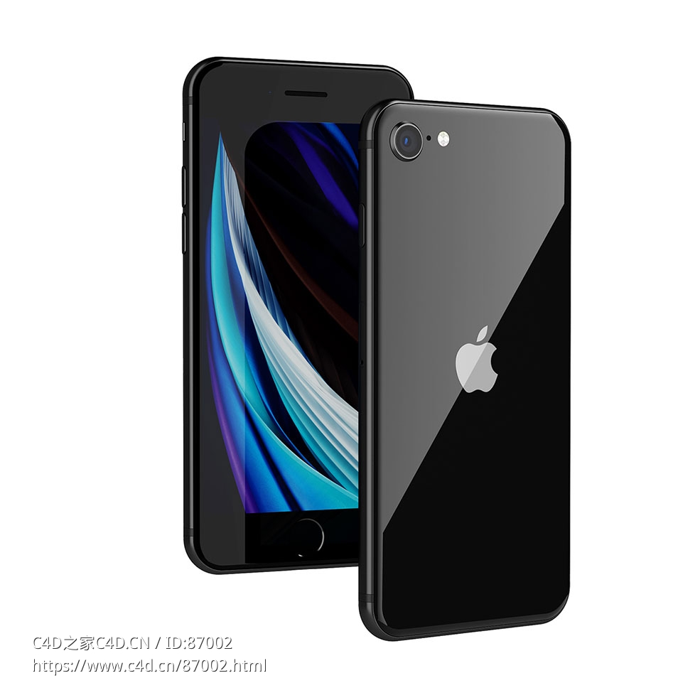苹果2020款iPhone SE智能手机3D模型素材下载iPhone SE 2020 by Apple