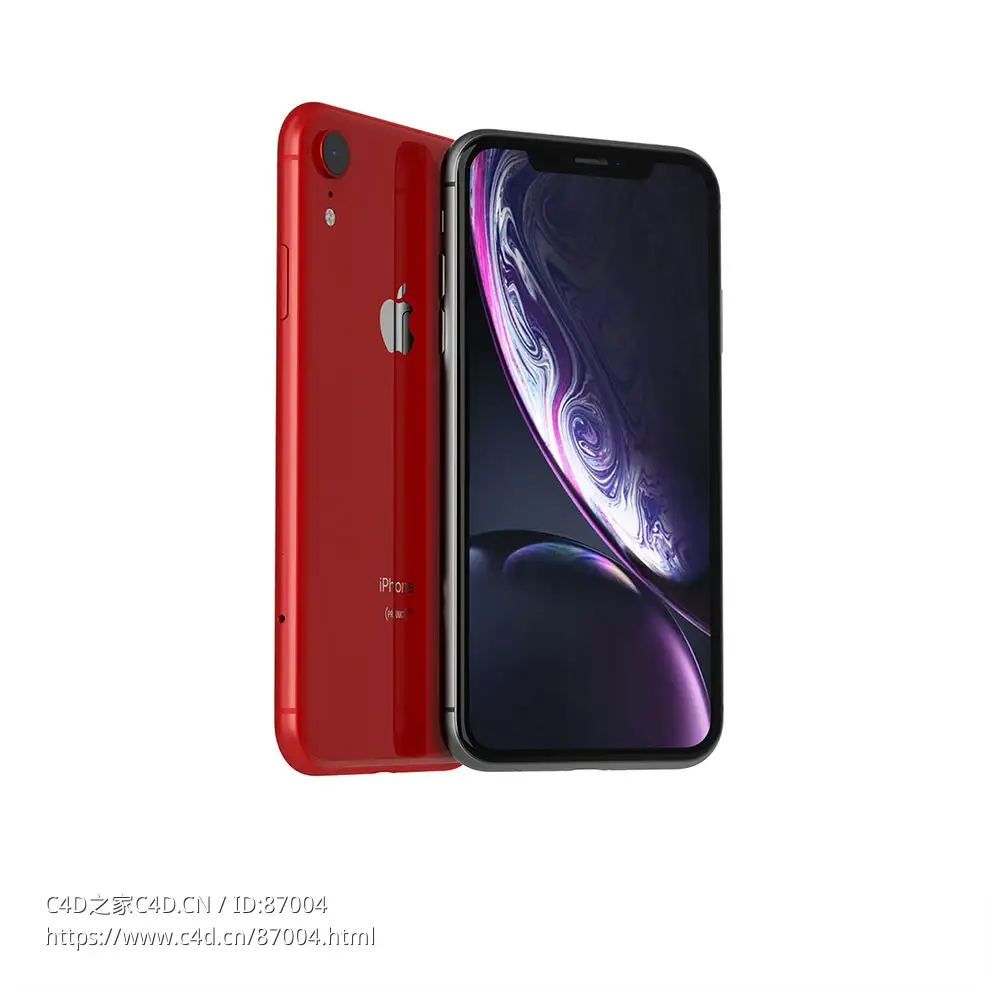 苹果iPhone XR智能手机3D模型素材下载iPhone XR by Apple