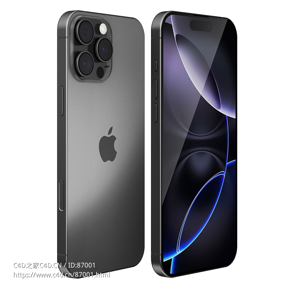 苹果2024款iPhone 16 Pro Max智能手机3D模型素材下载iPhone 16 Pro Max 2024 by Apple