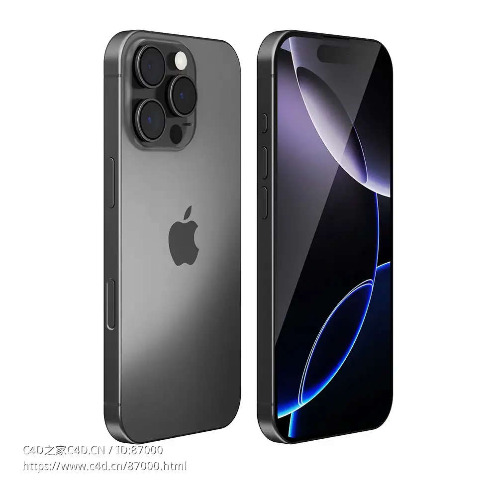 苹果2024款iPhone 16 Pro智能手机3D模型素材下载iPhone 16 Pro 2024 by Apple