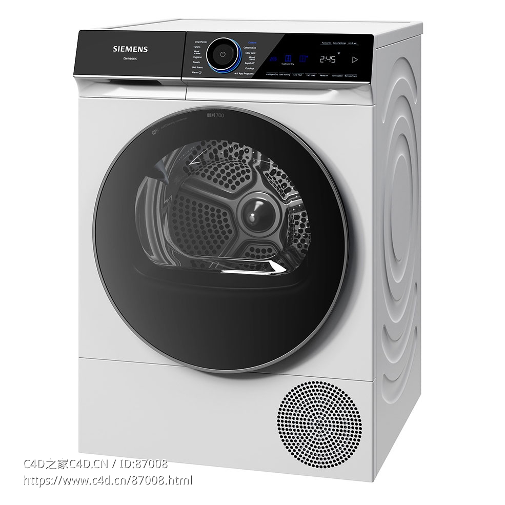 西门子iQ700系列干衣机3D模型素材下载iQ700 Tumble Dryer by Siemens