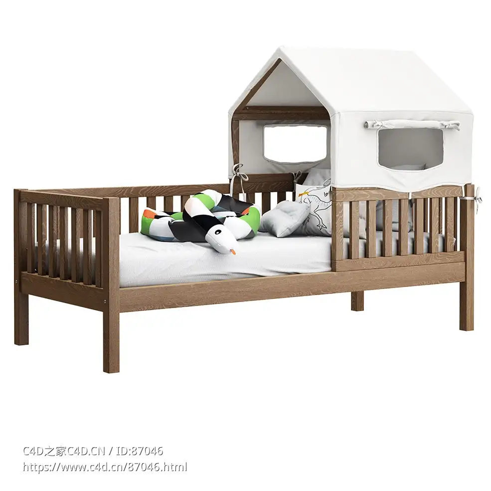 蚂蚁设计热带木纹Safari床3D模型素材下载Jequitiba Safari Bed by Ameise Design