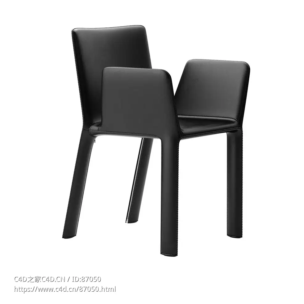 克里斯塔利亚带扶手约克皮椅3D模型素材下载Joko Leather Armrest Chair by Kristalia