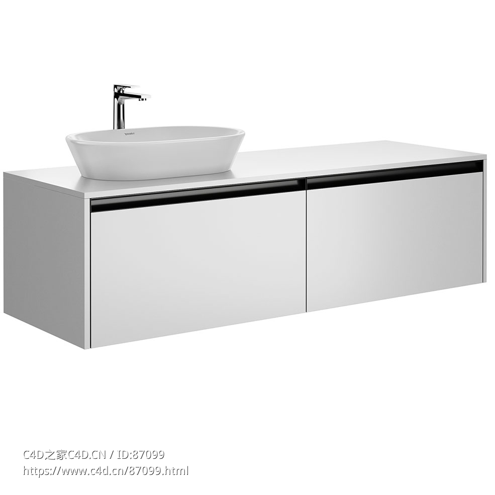 Ketho 壁挂式单盆浴室柜洗漱台3D模型素材下载Ketho 2 Single Wall Vanity Unit by Dur