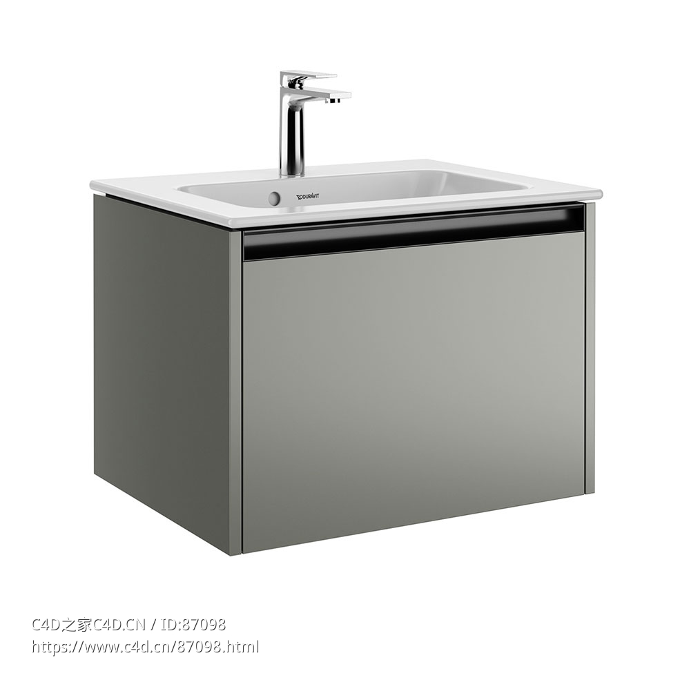 Ketho 63厘米单盆浴室柜洗漱台3D模型素材下载Ketho 2 Single Vanity Unit 63 by Durav