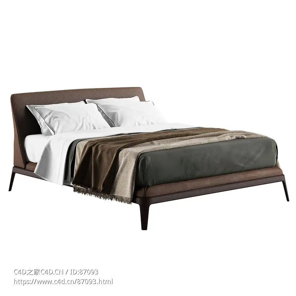 Kelly 双人床现代风格床具3D模型素材下载Kelly Bed by Poliform