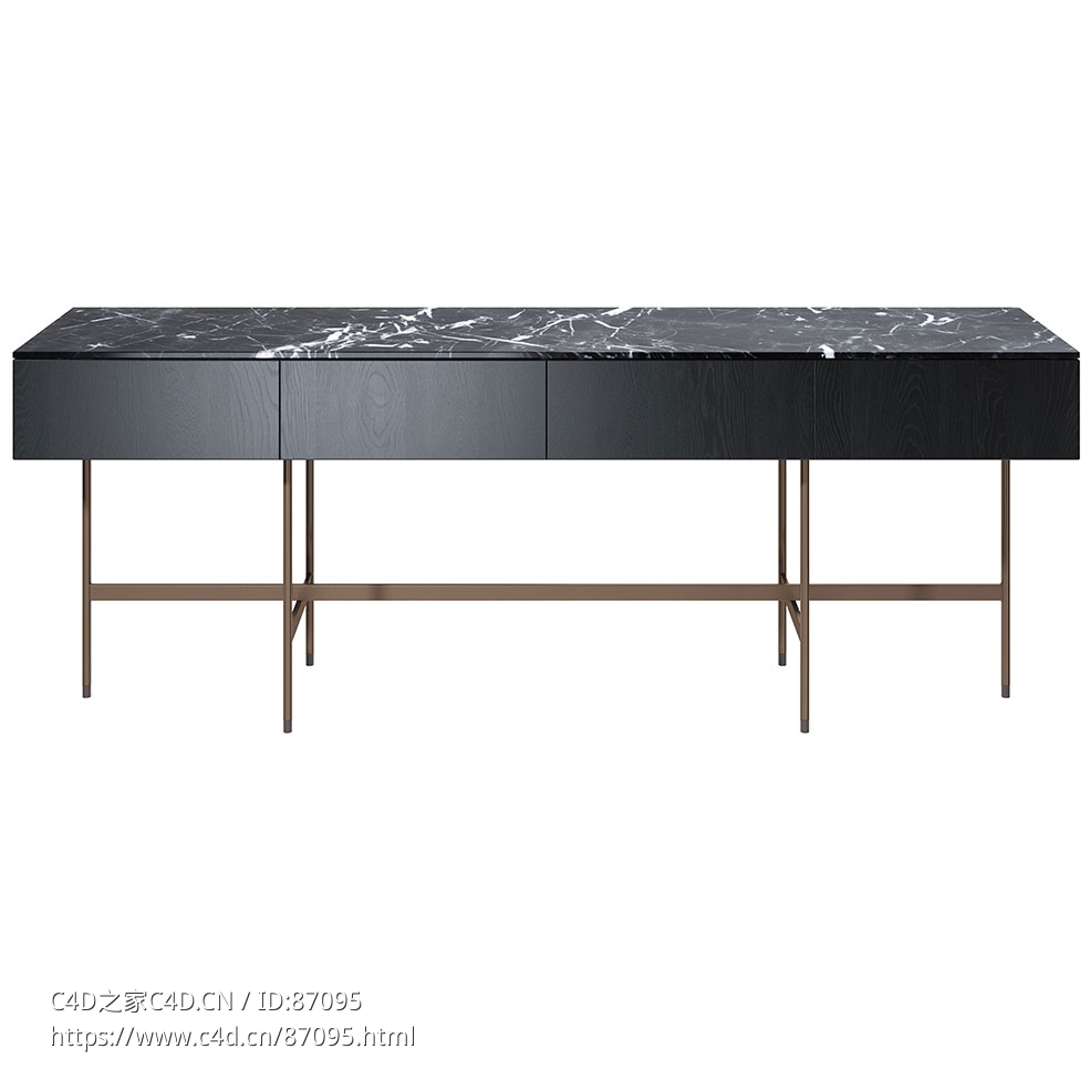Kenneth 客厅边柜储物柜3D模型素材下载Kenneth Living Sideboard by Minotti
