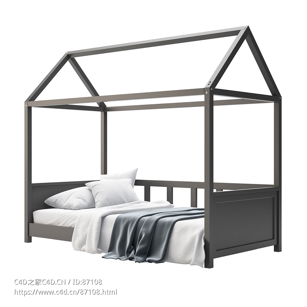 儿童小屋床架儿童家具3D模型素材下载Kids House Bed Frame by Coco