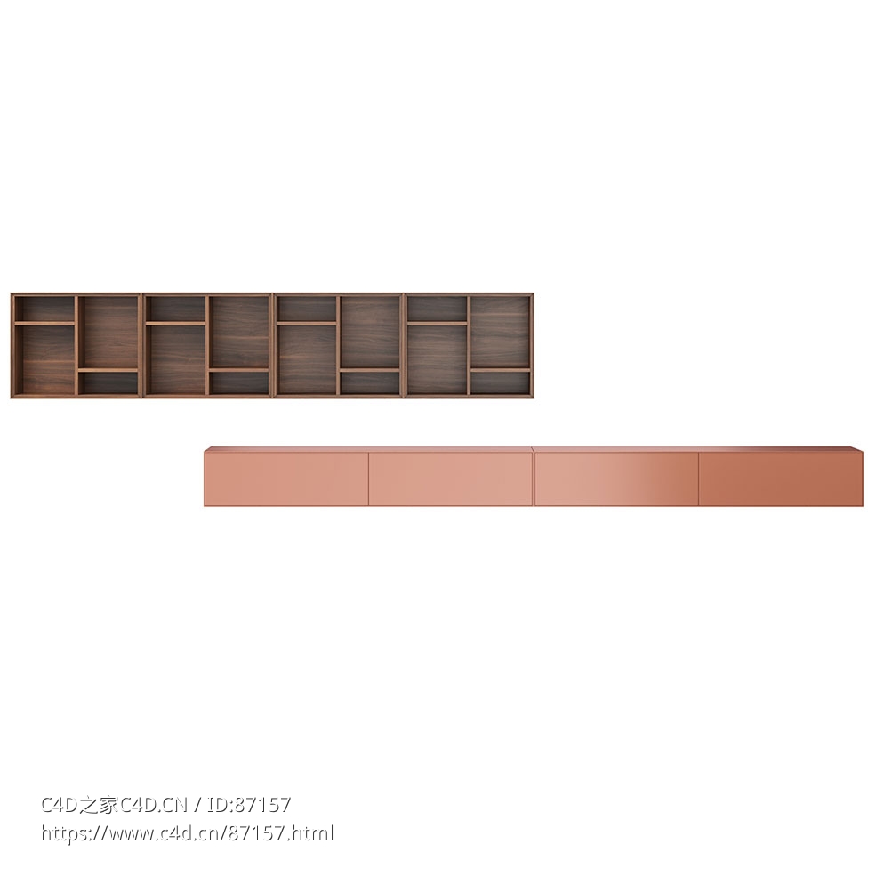 Lauki 138 壁挂式电视柜视听家具3D模型素材下载Lauki 138 Wall-Mounted TV Cabinet by