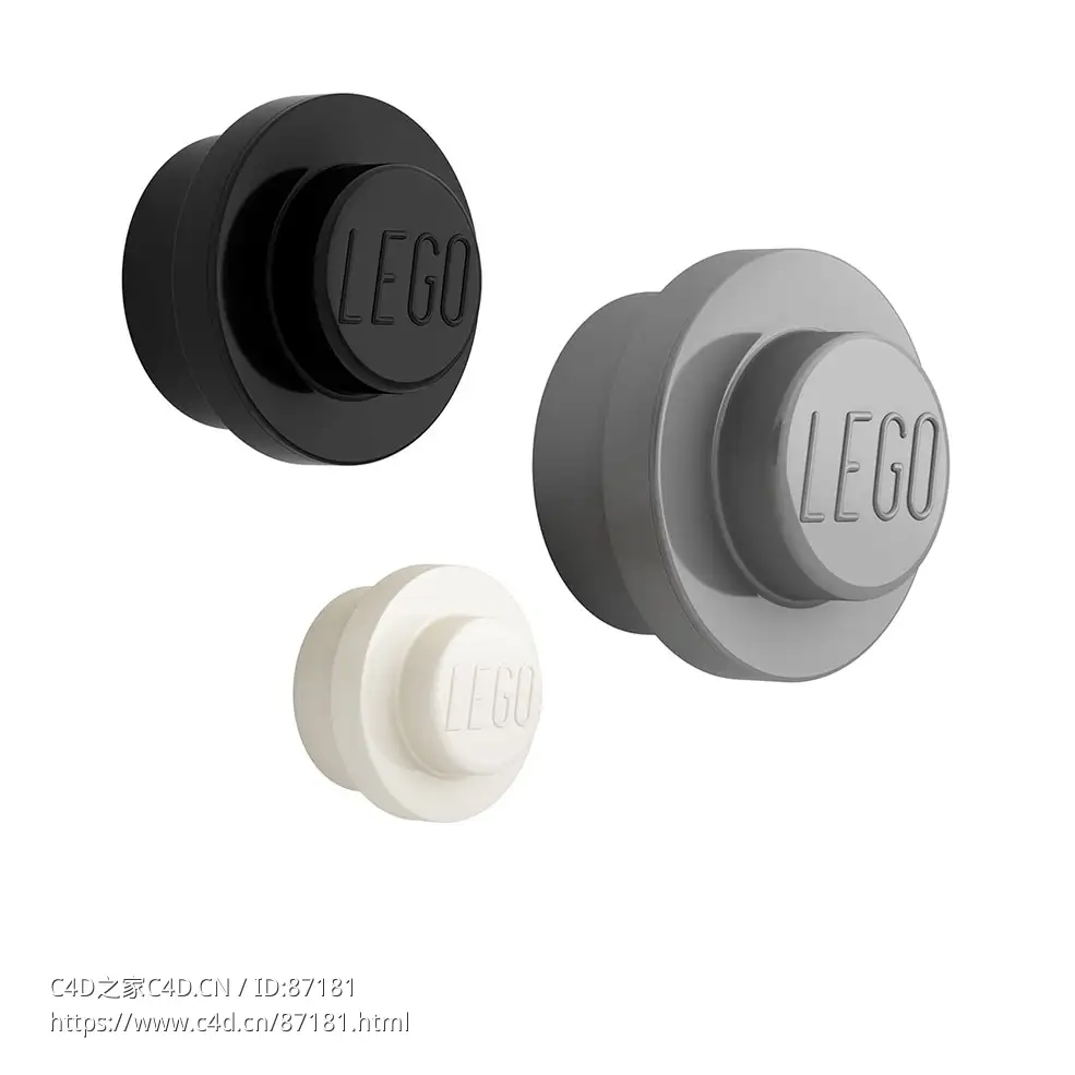 乐高墙面挂钩套装装饰挂钩3D模型素材下载Lego Wall Hanger Set by Lego