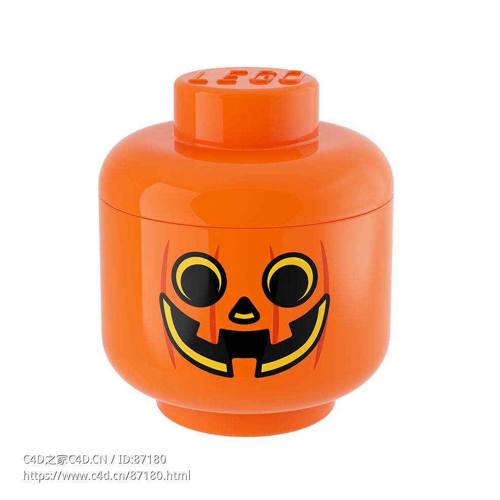 乐高南瓜形收纳盒L号储物盒3D模型素材下载Lego Storage Head L Pumpkin by Lego