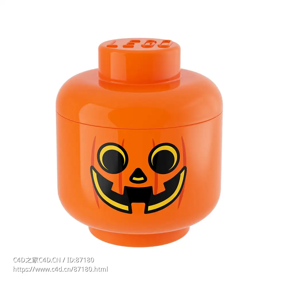 乐高南瓜形收纳盒L号储物盒3D模型素材下载Lego Storage Head L Pumpkin by Lego