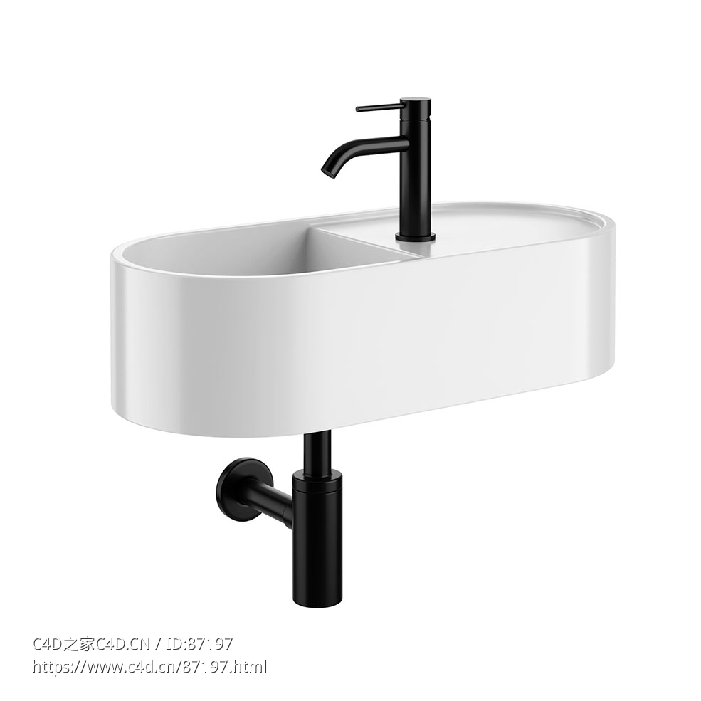 小型60椭圆形洗手盆卫浴洁具3D模型素材下载Les Petites 60 Oval Washbasin by Cielo