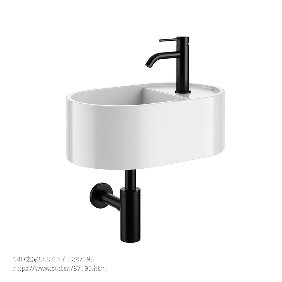 小型46椭圆形洗手盆卫浴洁具3D模型素材下载Les Petites 46 Oval Washbasin by Cielo
