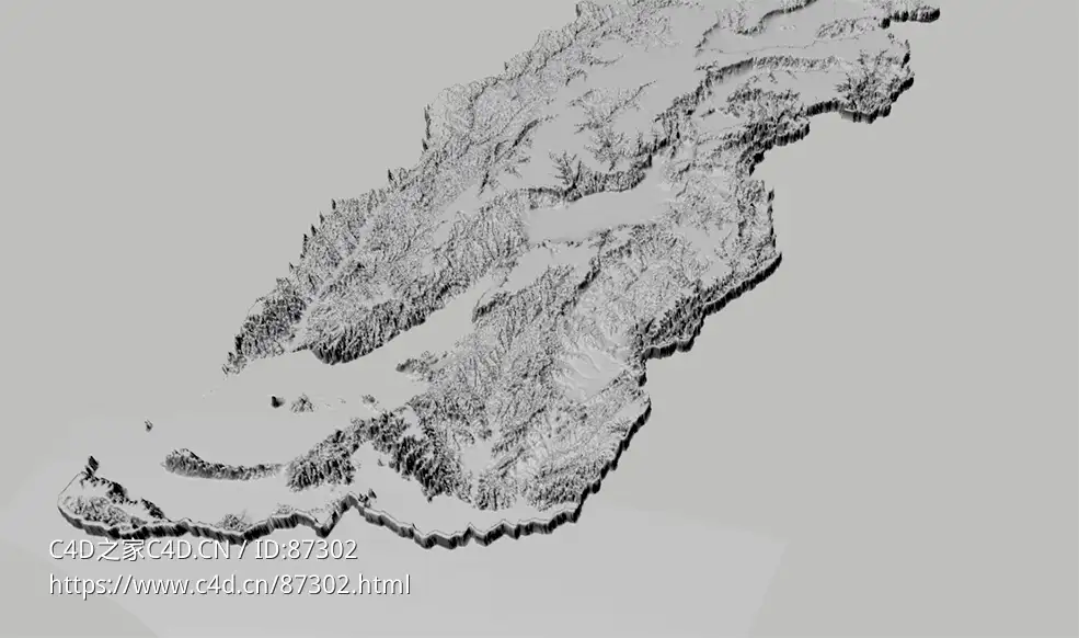 高清山西省三维立体地形模型C4D/OBJ格式下载，含多种精细政区、地势与灰度地图资源