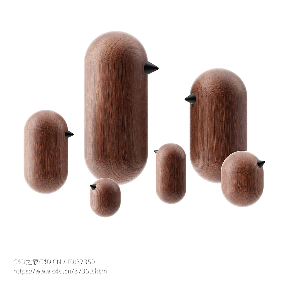 小鸟木质摆件装饰品3D模型素材下载Little Bird Wood Figures by Normann Copenhagen