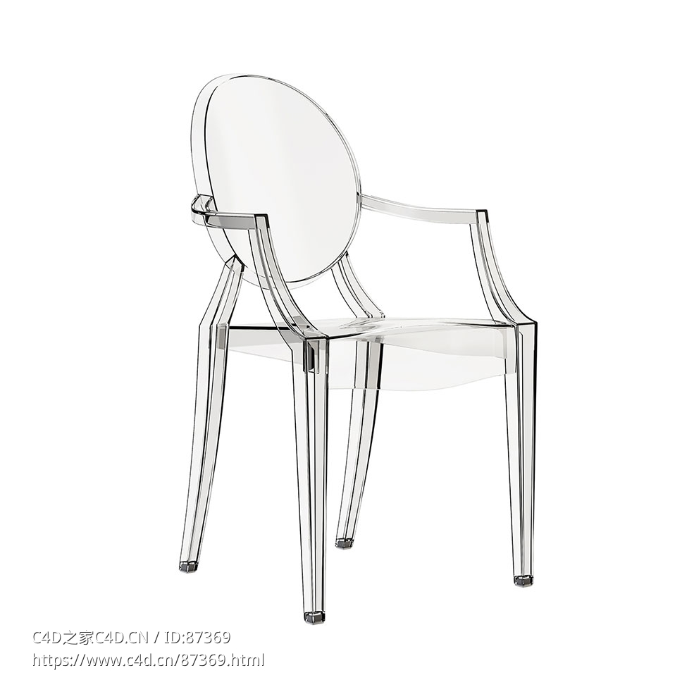 路易幽灵椅透明椅3D模型素材下载Louis Ghost Chair by Kartell