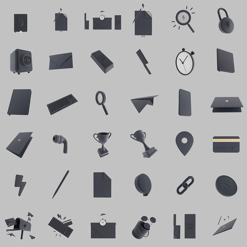 29个极致黑色哥特风现代3D图标模型库，涵盖科技金融办公生活等多领域高质量立体图标包资源Black Panam - Icon pack - C4D之家 - 1.jpg