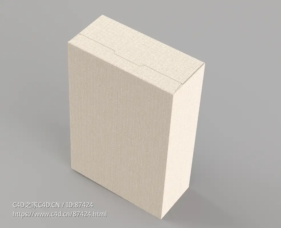 高质量通用长方体纸盒包装盒C4D三维模型资源下载，适用于产品包装设计与虚拟展示