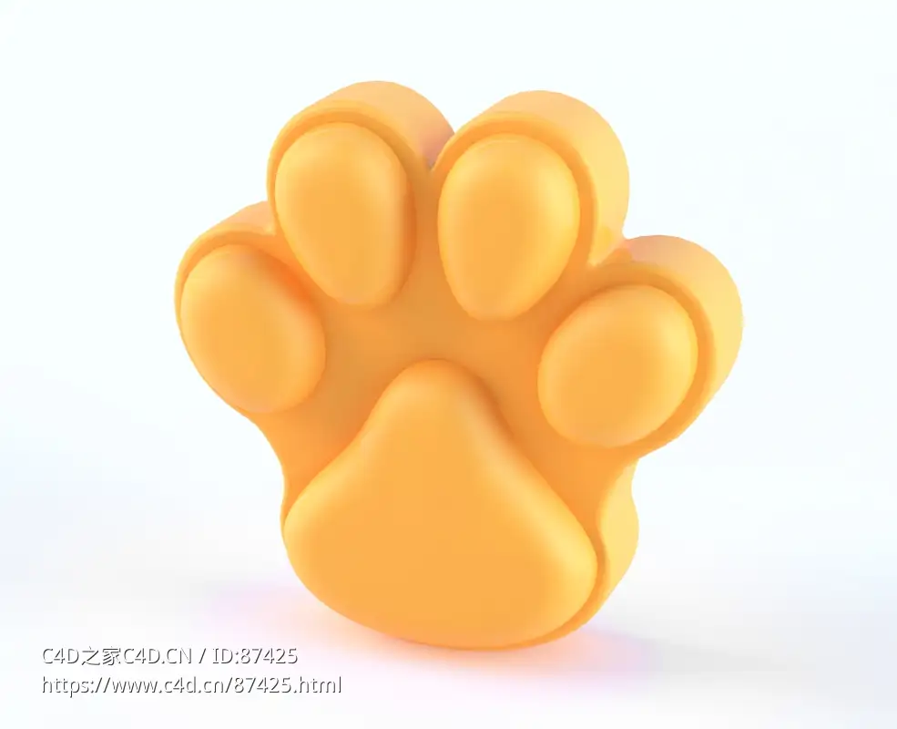 卡通熊掌造型高精度C4D三维模型下载,适用动画游戏场景角色道具可爱风格素材资源推荐
