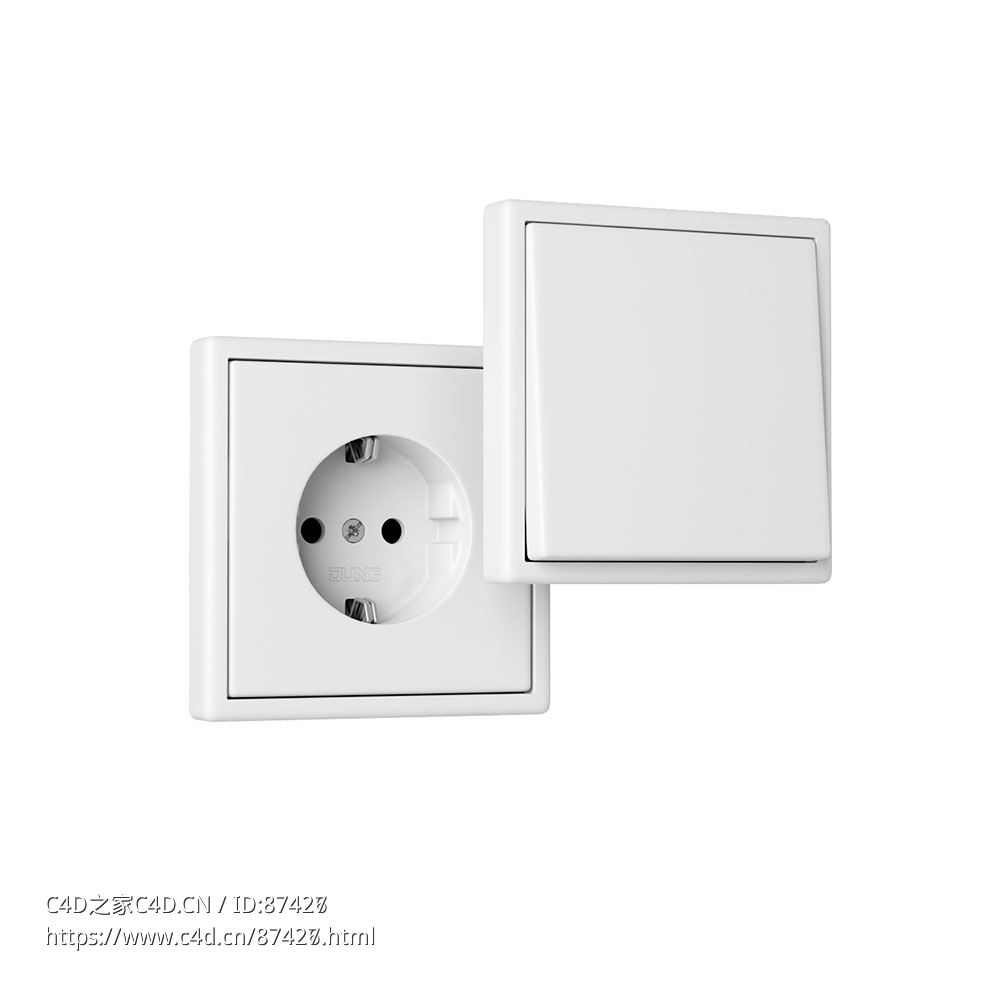 LS990开关插座电器配件3D模型素材下载LS 990 Switches and Socket by Jung