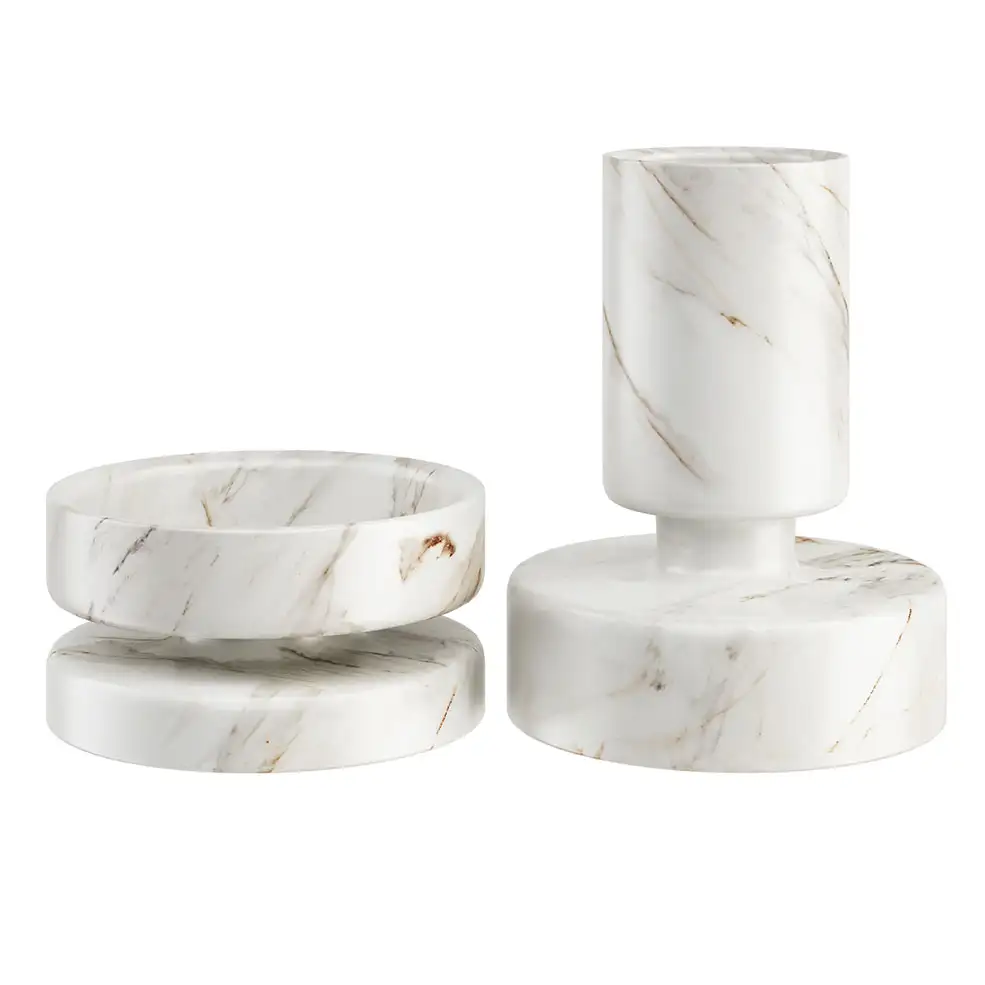 Mangiarotti大理石碗和花瓶Karakter出品3D模型素材下载Mangiarotti Marbles Bowl and