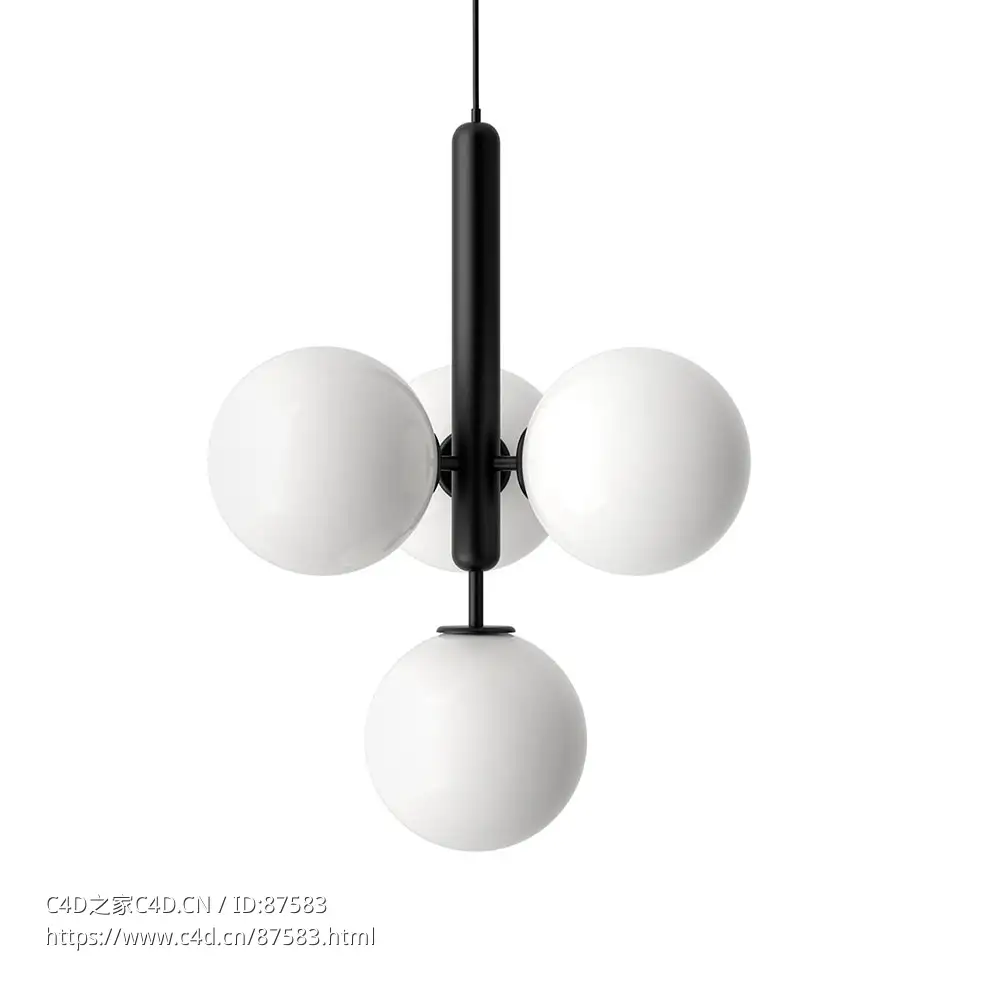 米拉4号乳白色吊灯 (吊灯)3D模型素材下载Miira 4 Opal Chandelier by Nuura - C4D之家 - 1850.jpg