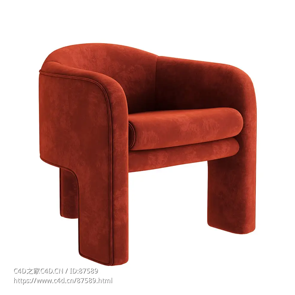 米洛鲍曼扶手椅 (休闲椅)3D模型素材下载Milo Baughman Armchair by Weiman Preview