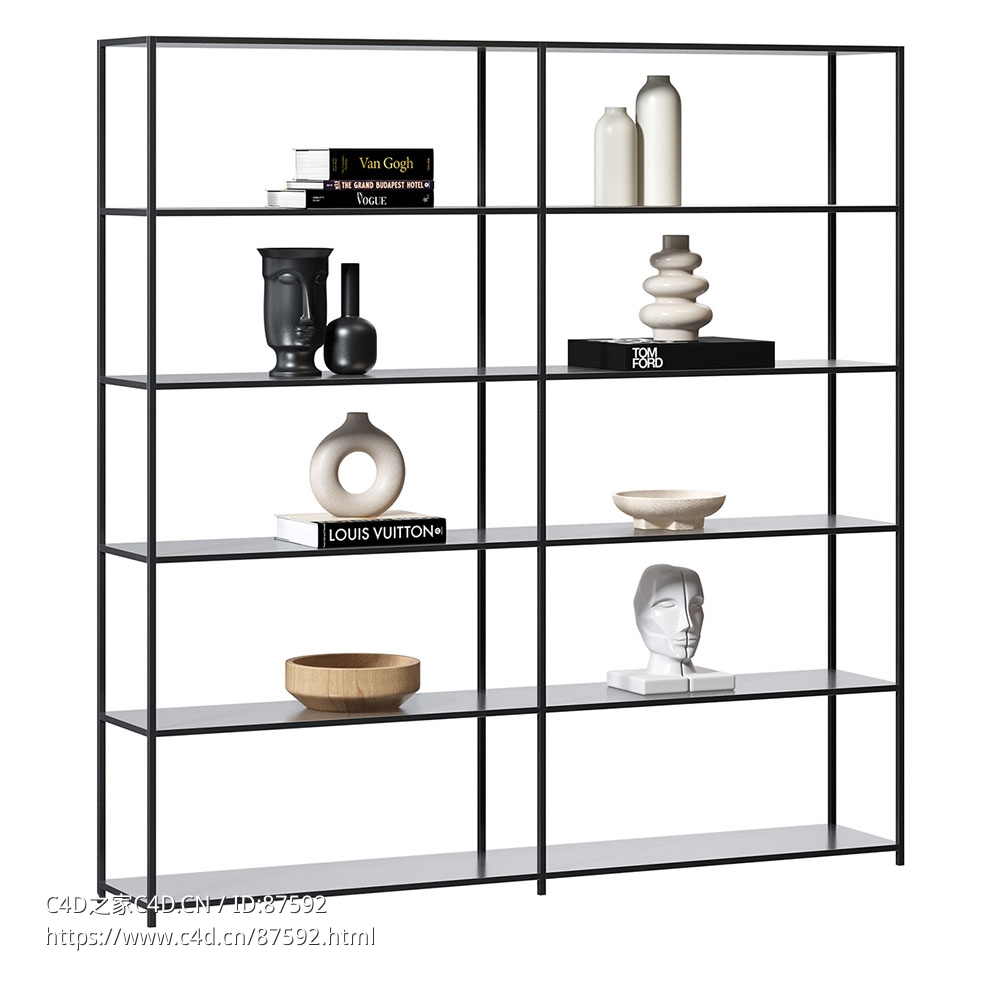 极简铝制书架 (收纳家具)3D模型素材下载Minima Aluminium Bookcase by MDF Italia
