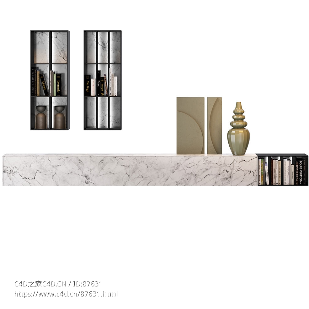 带灯模块化单元 (照明家具)3D模型素材下载Modular Units with Lights by Caccaro