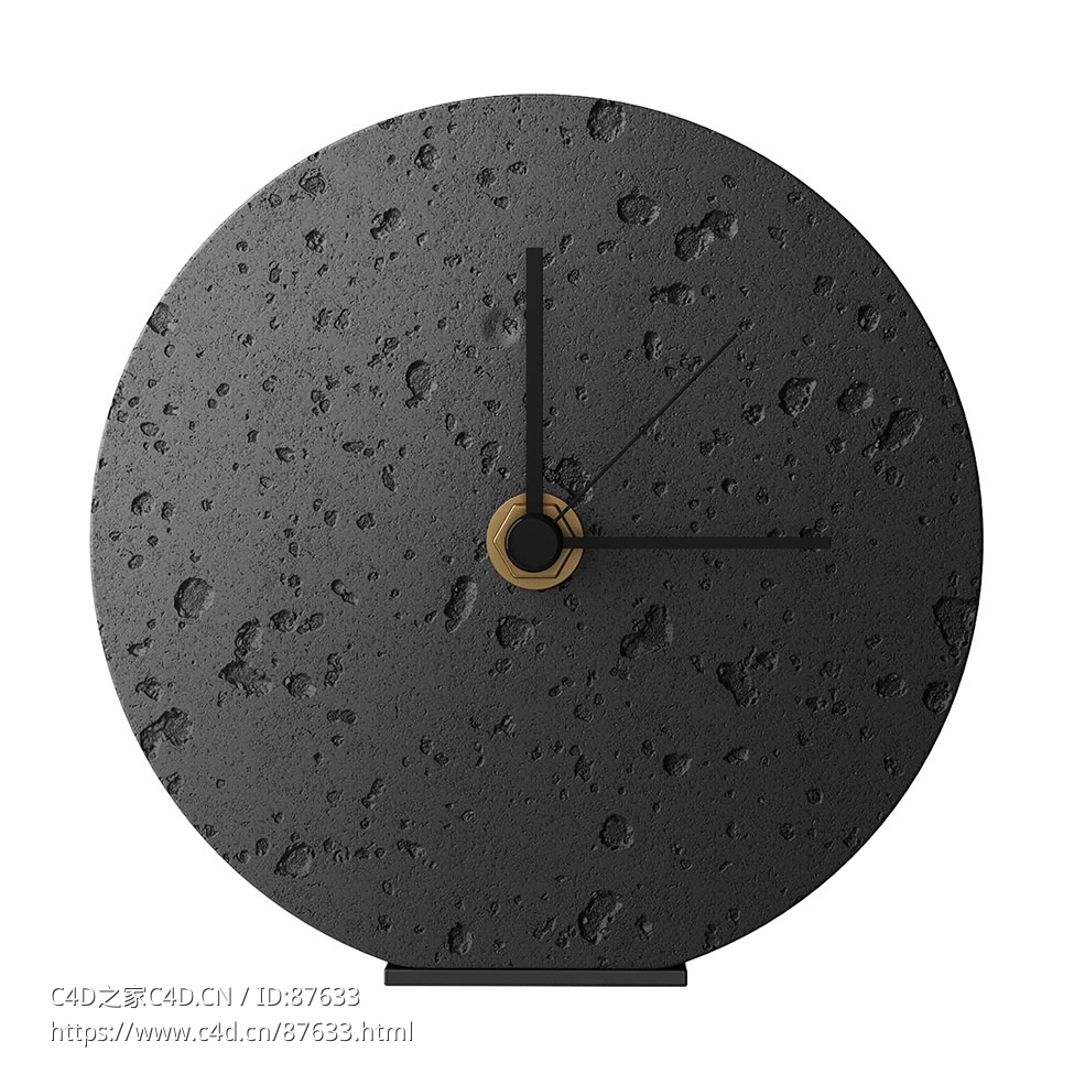 时刻石制台式时钟 (装饰时钟)3D模型素材下载Moment Table-Top Stone Clock by Buzao