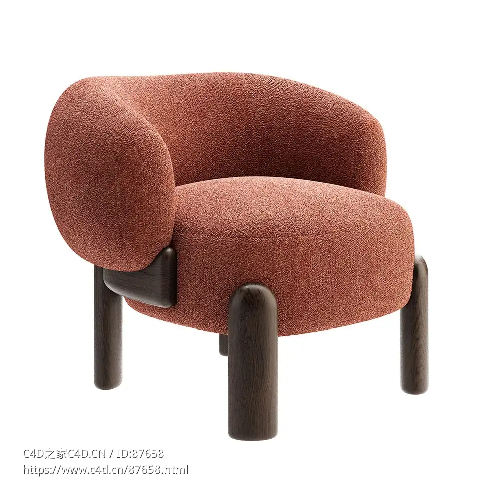 月亮休闲椅Philippe Hurel座椅3D模型素材下载Moon Slipper Chair by Philippe Hurel