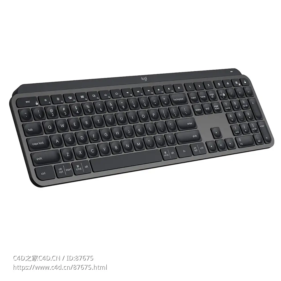 MX无线键盘罗技键盘3D模型素材下载Mx Keys Wireless Keyboard by Logitech