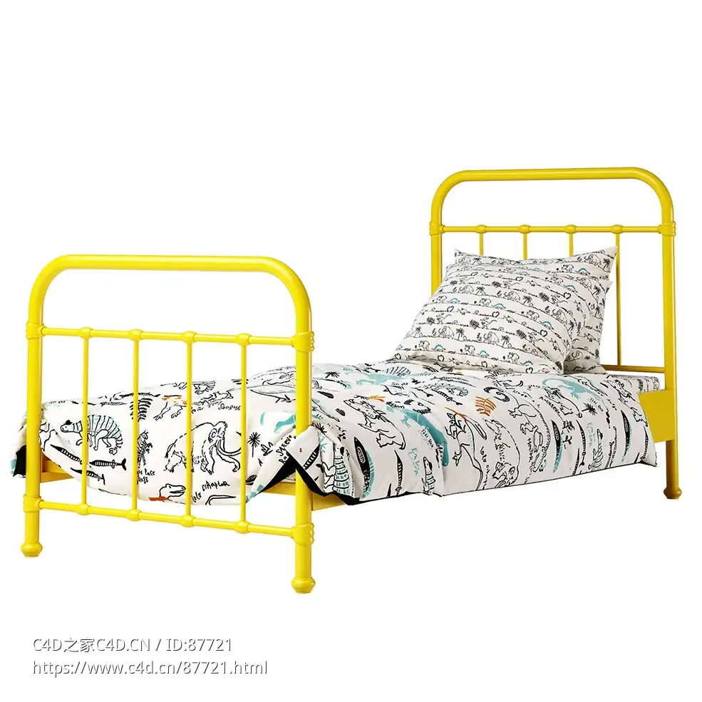 纽约单人床Vipack家具3D模型素材下载New York Single Bed by Vipack