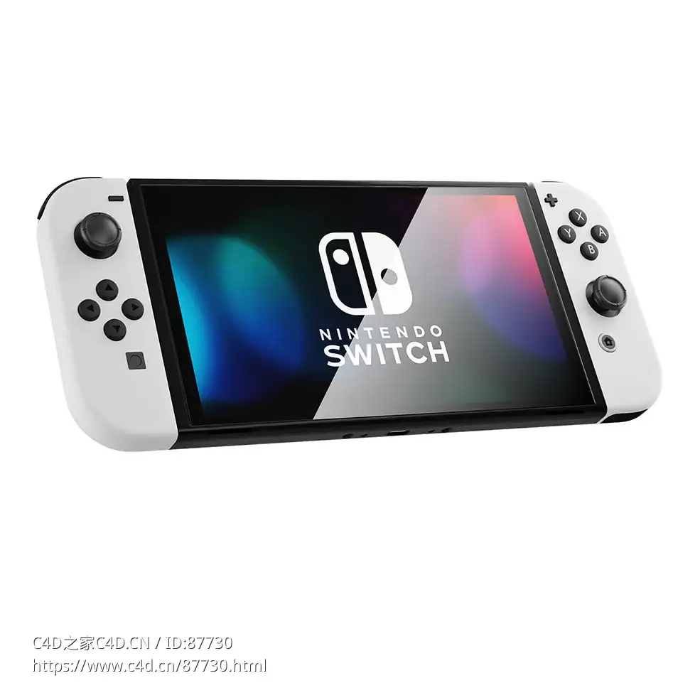 Switch OLED游戏主机任天堂游戏机3D模型素材下载Nintendo Switch OLED Console by Nin