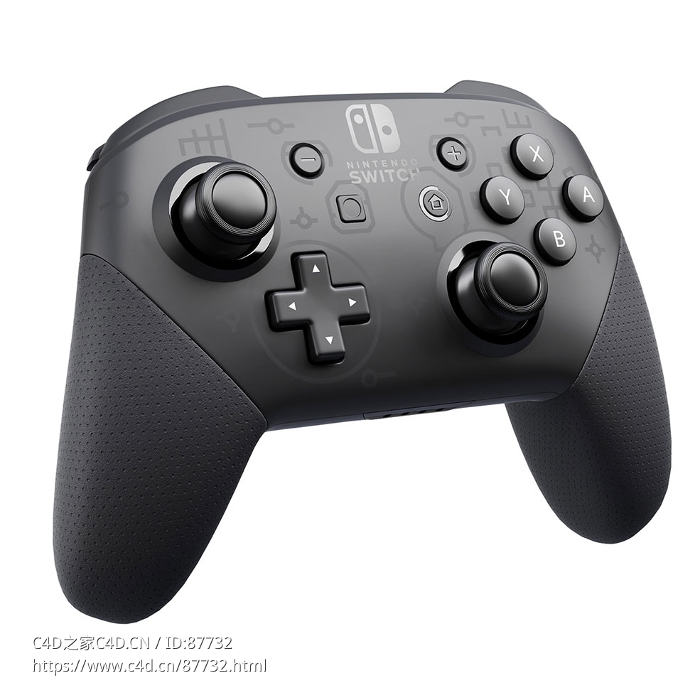 Switch Pro手柄任天堂游戏手柄3D模型素材下载Nintendo Switch Pro Controller by Nint